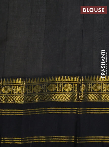 Kuppadam silk cotton saree cream and black with plain body and rettapet zari woven border