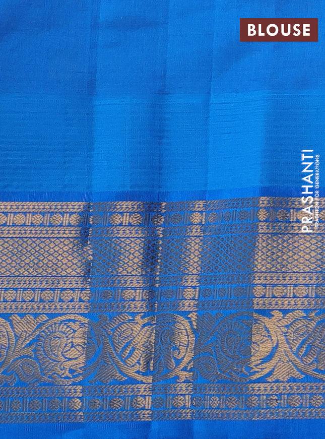 Kuppadam silk cotton saree lavender and cs blue with zari woven buttas and temple design long zari woven border