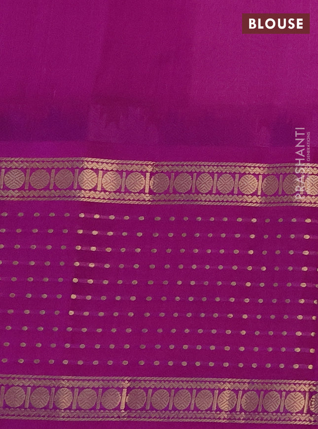 Kuppadam silk cotton saree light pink and purple with allover small zari checks and temple design long zari woven butta border