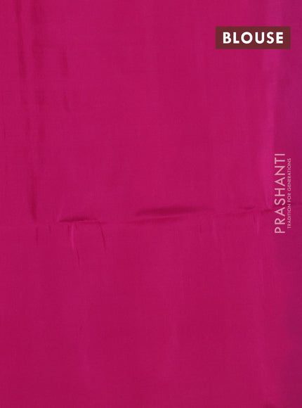 Kanchipuram soft silk saree black and pink with zari woven buttas and temple zari woven border