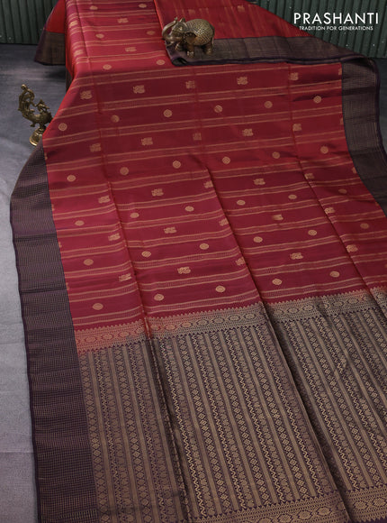 Kanchipuram soft silk saree maroon and wine shade with allover zari weaves & buttas and zari woven checked border