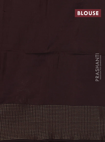 Kanchipuram soft silk saree beige and coffee brown with allover zari weaves & buttas and zari woven checked border