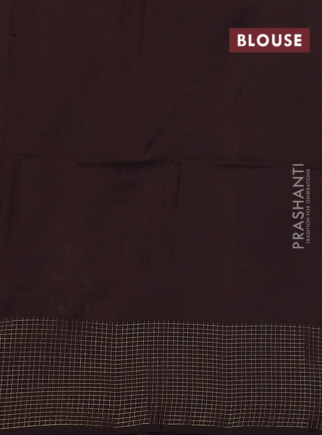 Kanchipuram soft silk saree beige and coffee brown with allover zari weaves & buttas and zari woven checked border