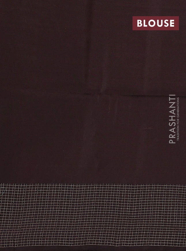 Kanchipuram soft silk saree pastel pink and coffee brown with allover zari weaves & buttas and zari woven checked border