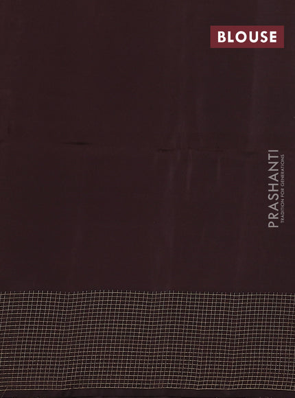 Kanchipuram soft silk saree elaichi green and coffee brown with allover zari weaves & buttas and zari woven checked border