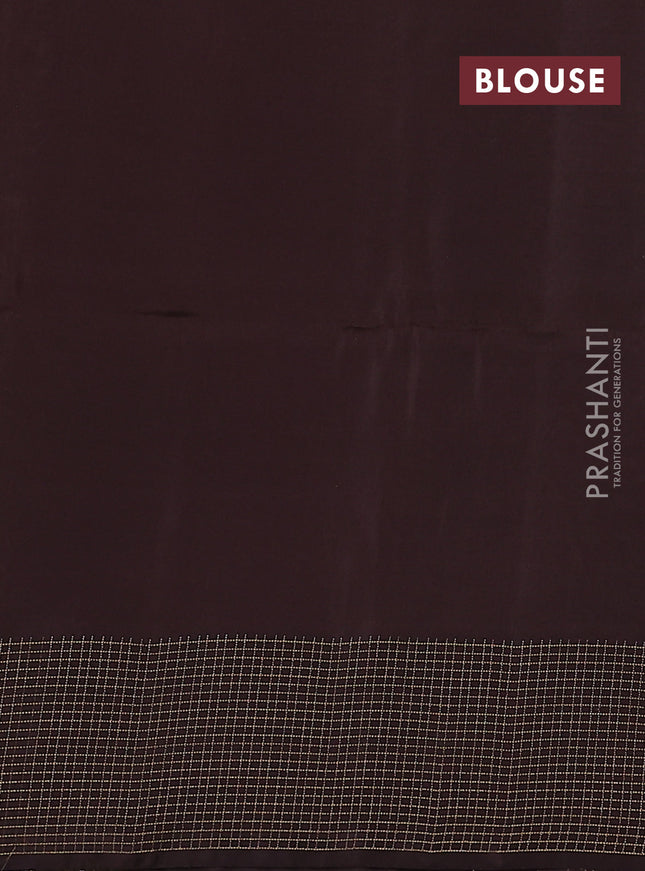 Kanchipuram soft silk saree elaichi green and coffee brown with allover zari weaves & buttas and zari woven checked border