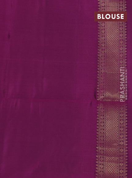 Kanchipuram soft silk saree mehendi green and dark magenta pink with zari woven buttas and zari woven butta border