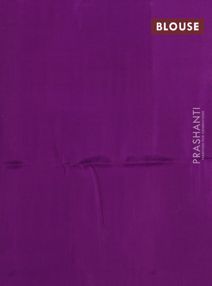 Kanchipuram soft silk saree lime green and purple with allover zari weaves & buttas in borderless style