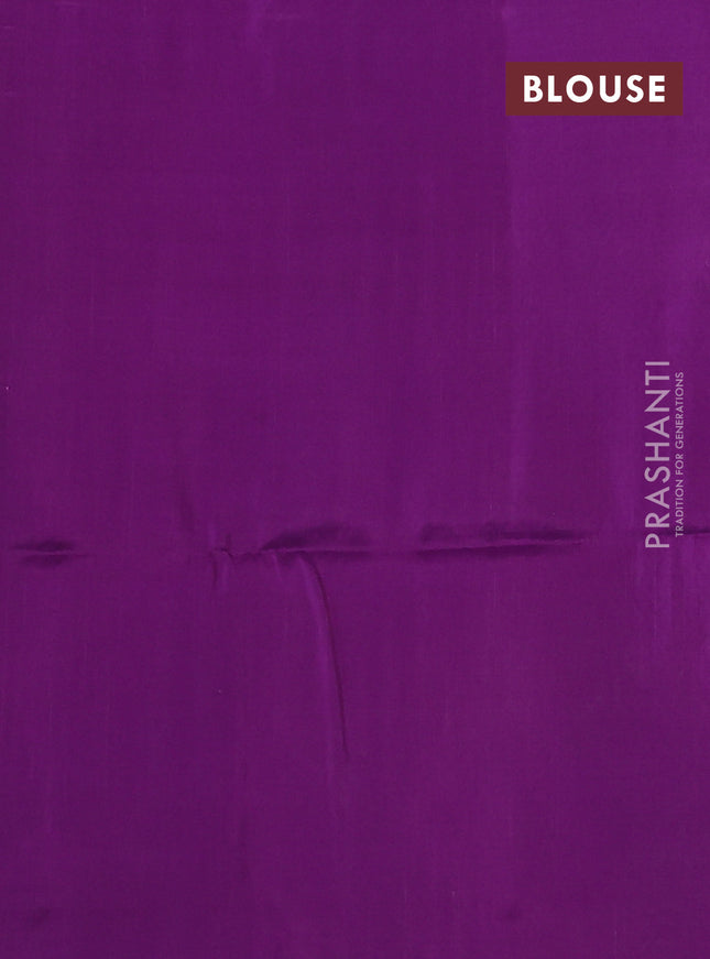 Kanchipuram soft silk saree lime green and purple with allover zari weaves & buttas in borderless style