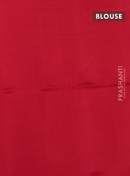 Kanchipuram soft silk saree violet and red with allover self emboss & zari buttas in borderless style