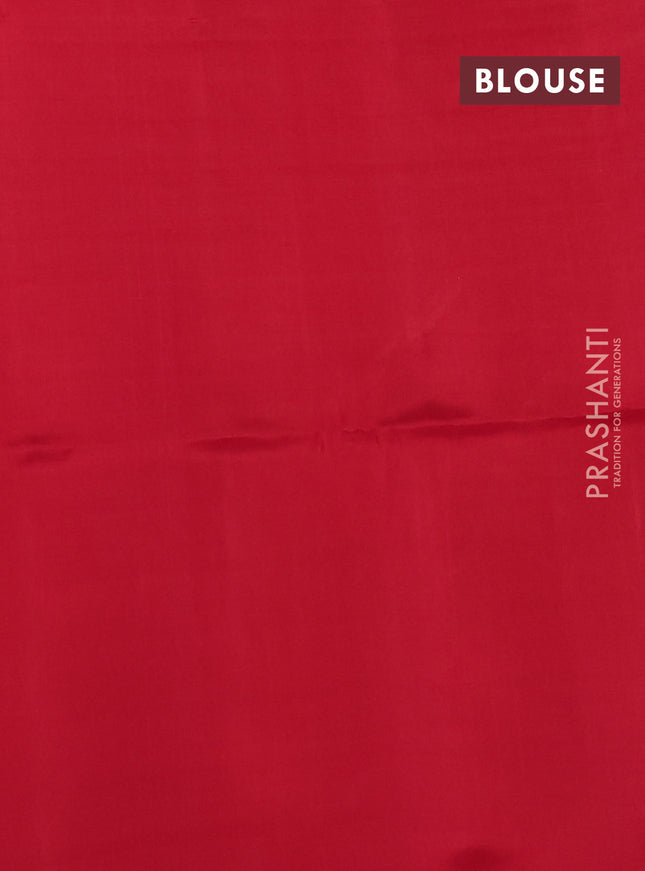 Kanchipuram soft silk saree violet and red with allover self emboss & zari buttas in borderless style