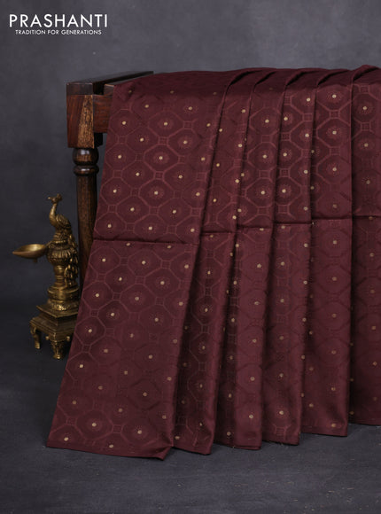 Kanchipuram soft silk saree coffee brown and cream with allover self emboss & zari buttas in borderless style