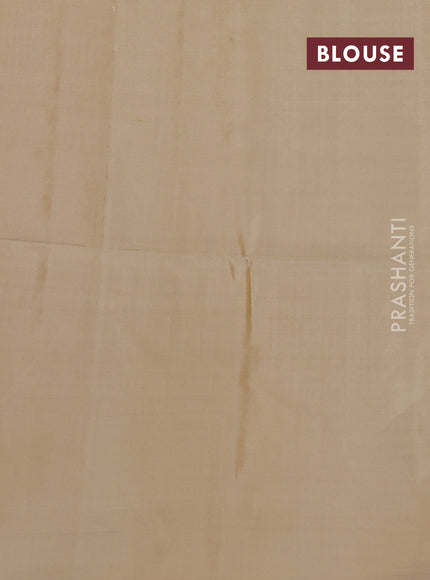 Kanchipuram soft silk saree coffee brown and cream with allover self emboss & zari buttas in borderless style