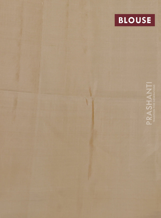 Kanchipuram soft silk saree coffee brown and cream with allover self emboss & zari buttas in borderless style