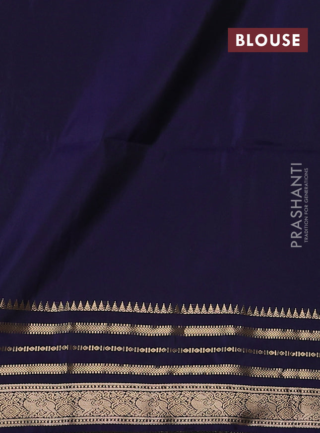 Kanchipuram soft silk saree teal shade and dark blue with zari woven buttas and zari woven border