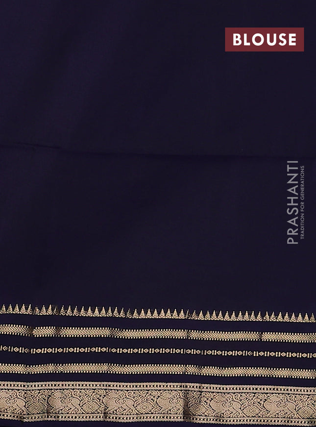Kanchipuram soft silk saree black and dark blue with zari woven buttas and zari woven border
