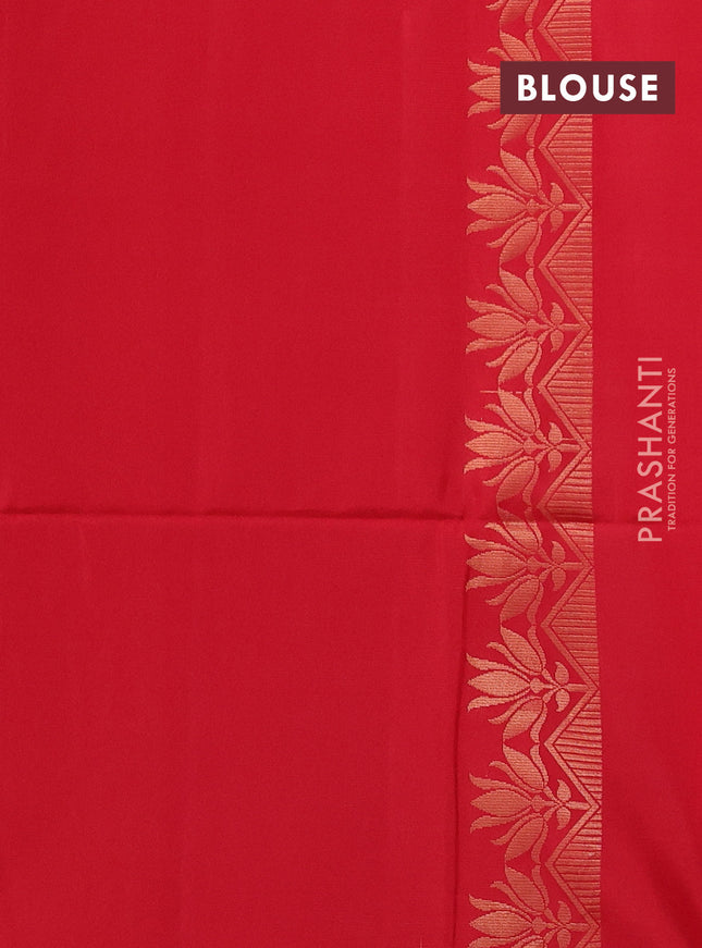Kanchipuram soft silk saree red with zari woven buttas in borderless style