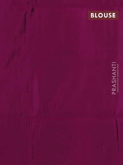 Kanchipuram soft silk saree bottle green and magenta pink with allover zari woven brocade weaves and long zari woven border