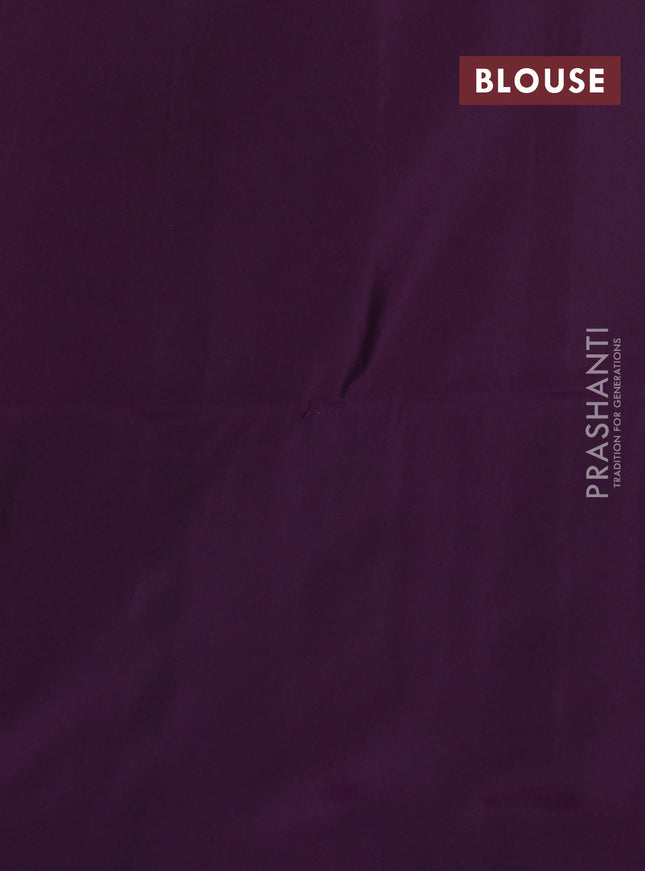 Kanchipuram soft silk saree teal green and purple with allover zari woven brocade weaves and long zari woven border