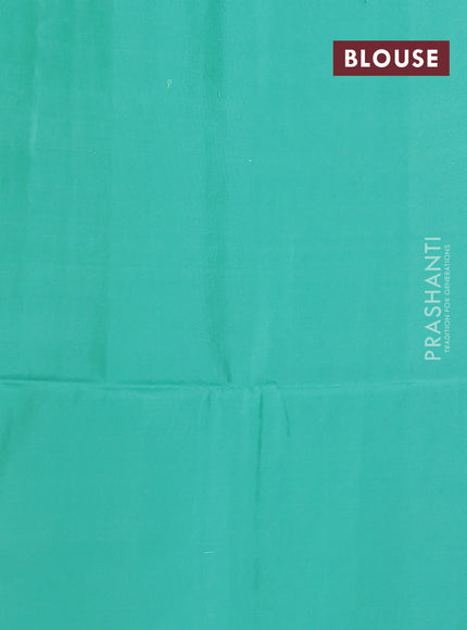 Kanchipuram soft silk saree dual shade of pinkish orange and teal blue with allover zig zag zari weaves in borderless style