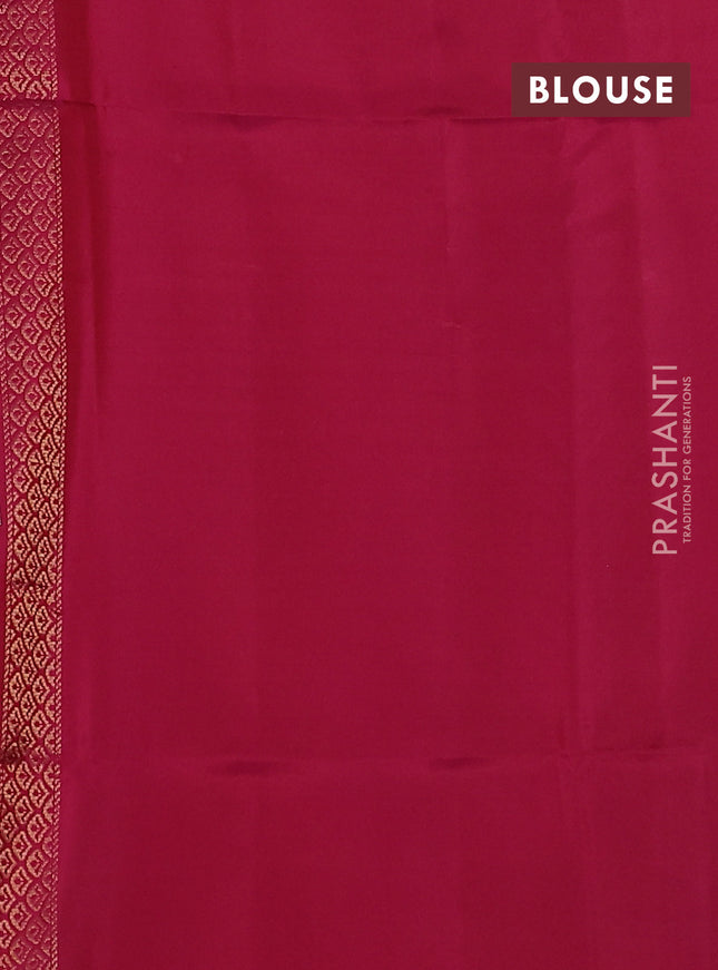Kanchipuram soft silk saree magenta pink with zari woven buttas and long zari woven paisley butta border
