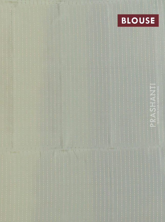 Kanchipuram soft silk saree purple and mild pista green with allover zari weaves in borderless style