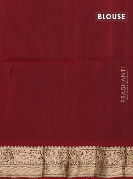 Kanchipuram soft silk saree peacock green and maroon with annam & rudhraksha zari woven buttas and annam zari woven border