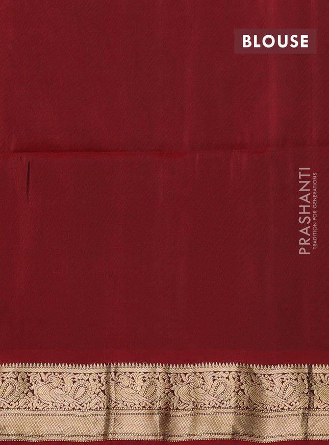 Kanchipuram soft silk saree peacock green and maroon with annam & rudhraksha zari woven buttas and annam zari woven border
