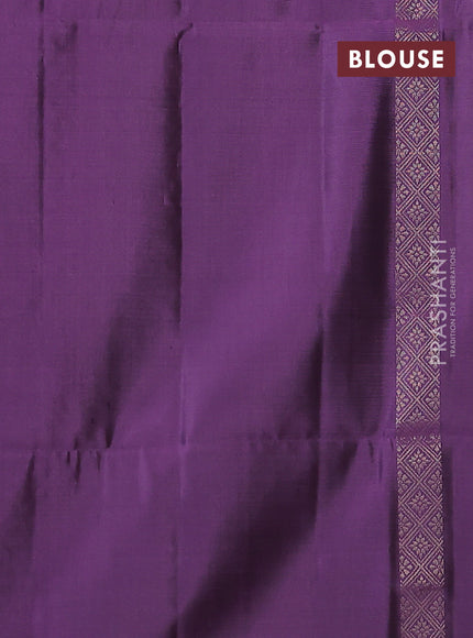 Kanchipuram soft silk saree green and lavender shade with zari woven buttas and zari woven butta border