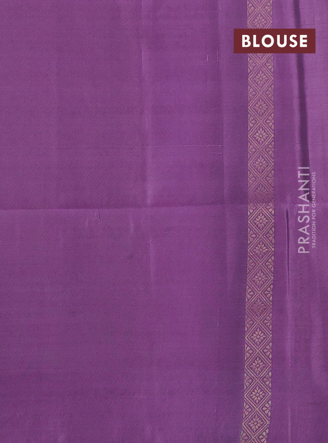 Kanchipuram soft silk saree grey and lavender shade with zari woven buttas and zari woven butta border