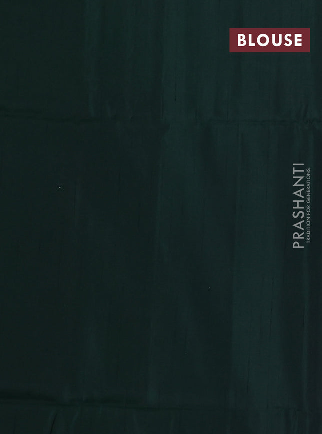 Kanchipuram soft silk saree purple shade and dark green with zari buttas & jute finish in borderless style