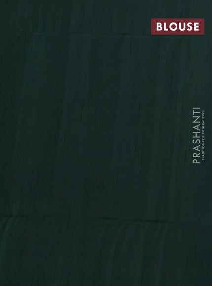 Kanchipuram soft silk saree greyish green and dark green with zari buttas & jute finish in borderless style