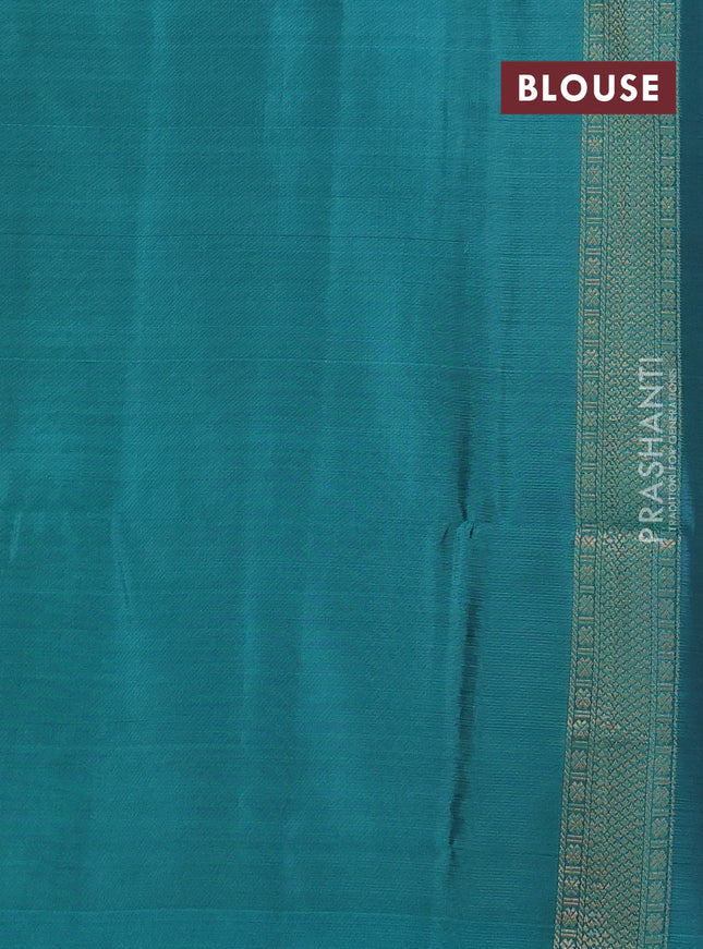 Kanchipuram soft silk saree wine shade and teal green with zari woven buttas and zari woven butta border