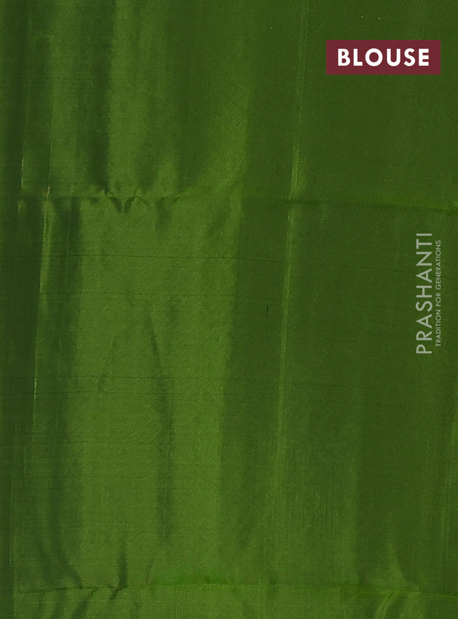 Kanchipuram soft silk saree blue and mehendi green with allover zari woven buttas and long zari woven border