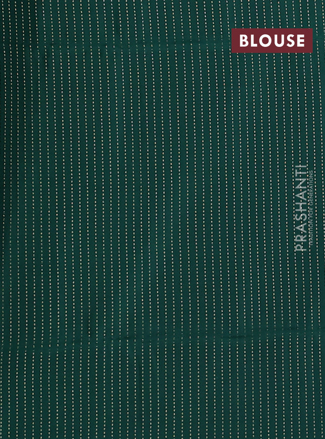 Kanchipuram soft silk saree cs blue and dark green with allover zari weaves & buttas in borderless style