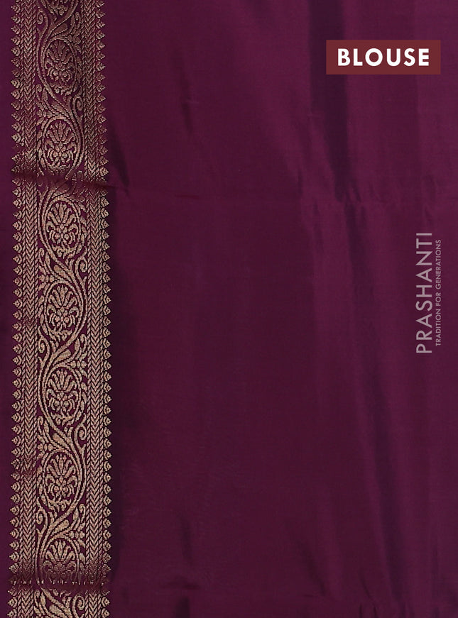 Kanchipuram soft silk saree grey and wine shade with zari woven geometric buttas and zari woven butta border