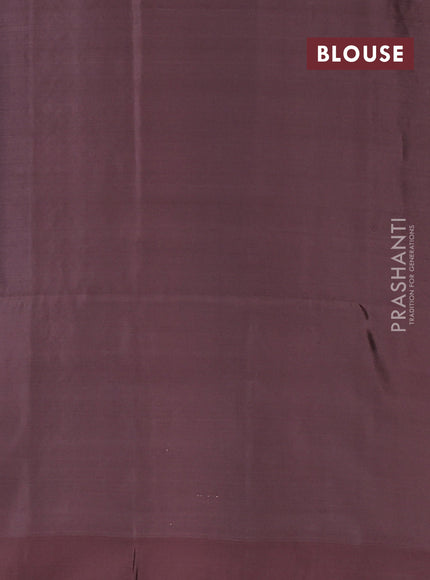 Kanchipuram soft silk saree black and pastel peach shade with zari woven buttas and zari woven butta border