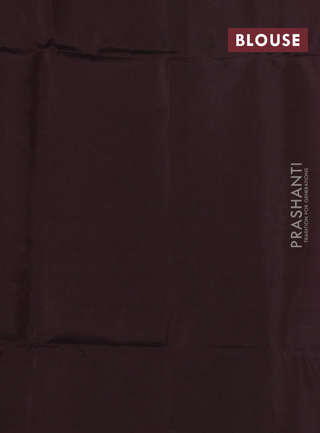 Kanchipuram soft silk saree dark magenta pink and coffee brown with allover zari woven buttas and rich zari woven border