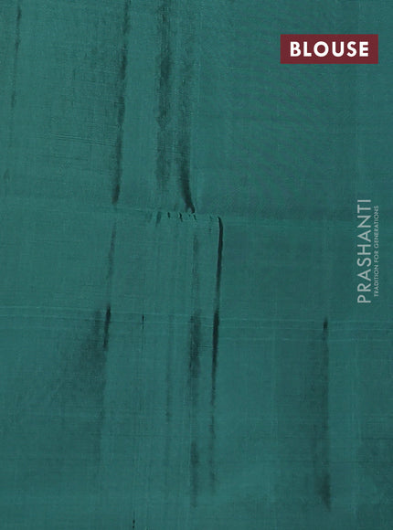 Kanchipuram soft silk saree cs blue and teal green with allover zari stripe pattern and long rich zari woven border