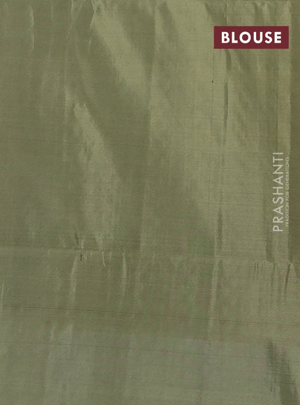 Kanchipuram soft silk saree maroon and pastel green with allover zari weaves and long zari woven border