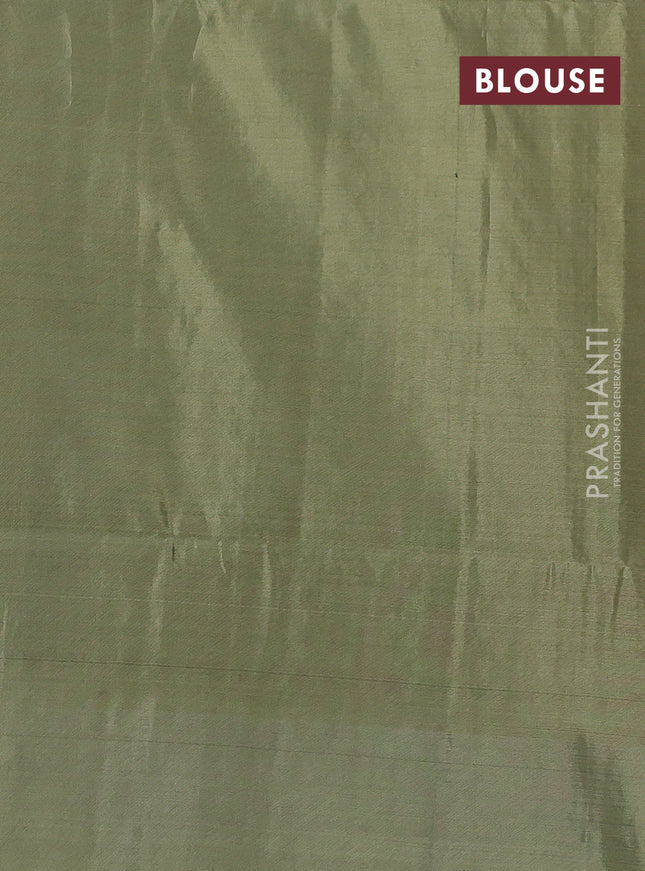 Kanchipuram soft silk saree maroon and pastel green with allover zari weaves and long zari woven border