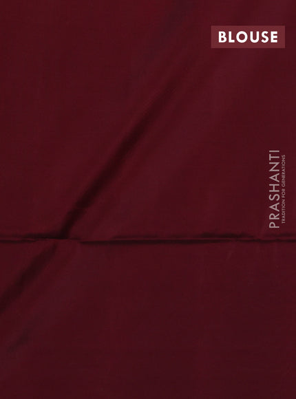 Kanchipuram soft silk saree teal green shade and maroon with allover zig zag zari weaves in borderless style