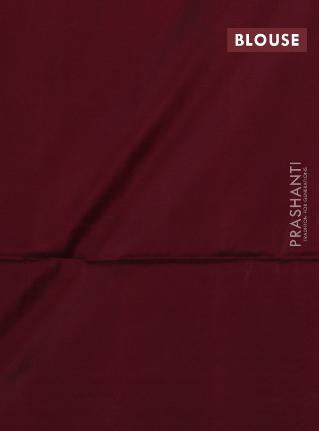 Kanchipuram soft silk saree teal green shade and maroon with allover zig zag zari weaves in borderless style