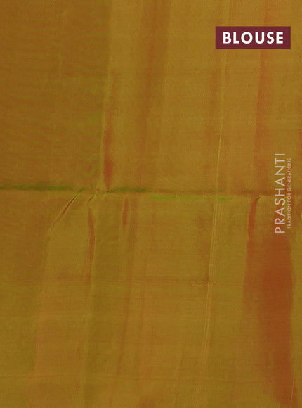 Kanchipuram soft silk saree red and dual shade of greenish red with allover zari woven buttas and long zari woven border