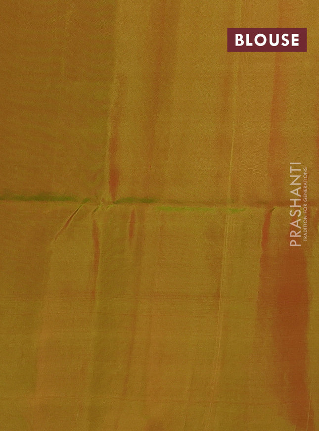 Kanchipuram soft silk saree red and dual shade of greenish red with allover zari woven buttas and long zari woven border