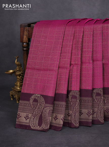 Kanchipuram soft silk saree purple and deep purple with allover zari woven brocdae weaves and long zari woven border