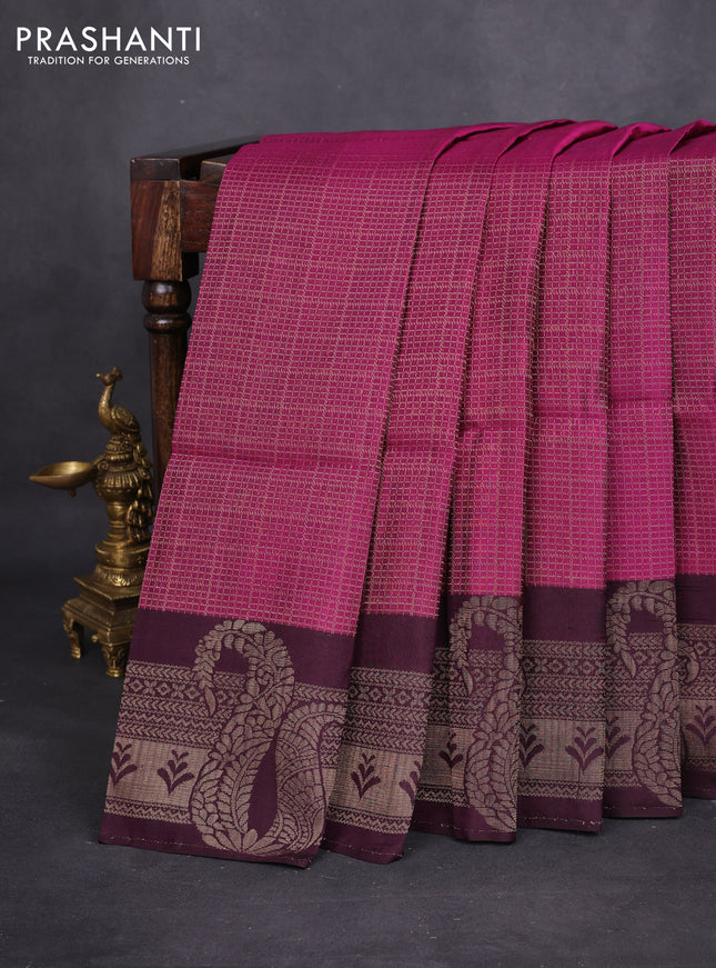 Kanchipuram soft silk saree purple and deep purple with allover zari woven brocdae weaves and long zari woven border