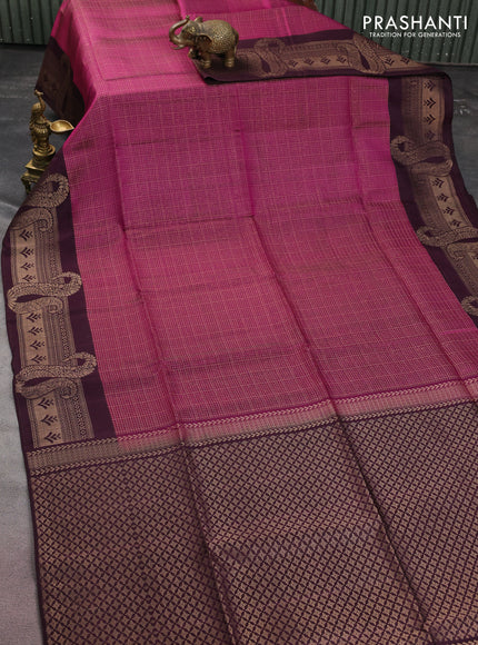 Kanchipuram soft silk saree purple and deep purple with allover zari woven brocdae weaves and long zari woven border
