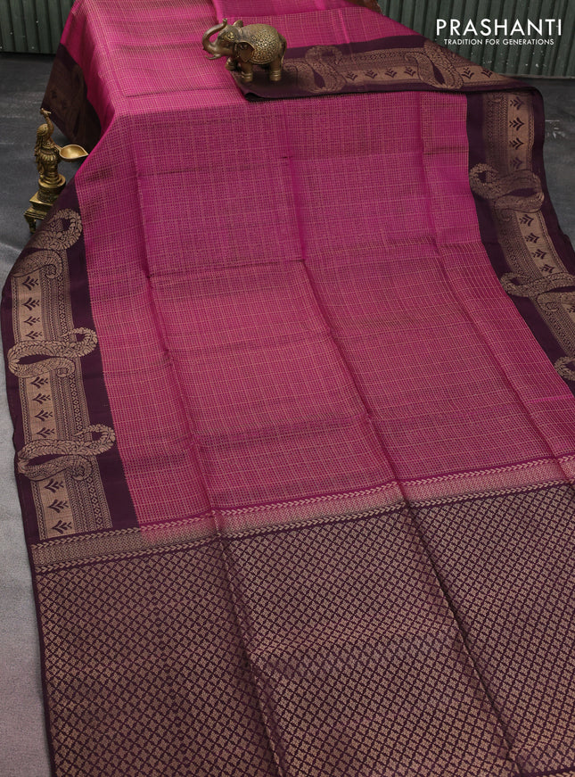 Kanchipuram soft silk saree purple and deep purple with allover zari woven brocdae weaves and long zari woven border