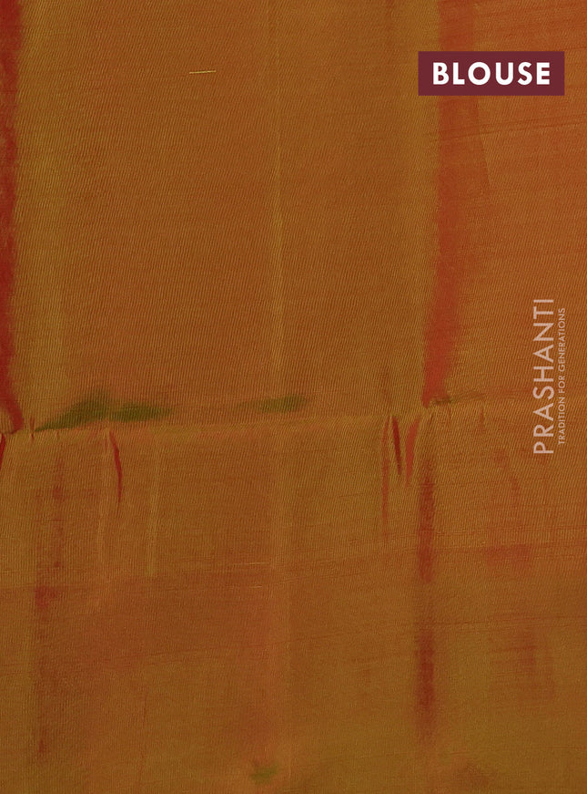 Kanchipuram soft silk saree red and dual shade of greenish red with allover zari woven brocdae weaves and long zari woven border